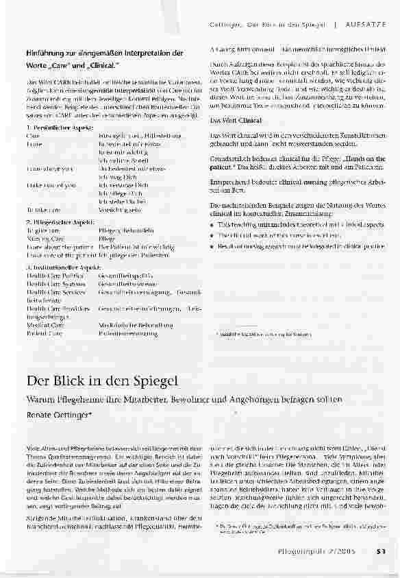 Vorschauseite 1: Der Blick in den SpiegelWarum Pflegeheime ihre Mitarbeiter, Bewohner und Angehörigen befragen sollten