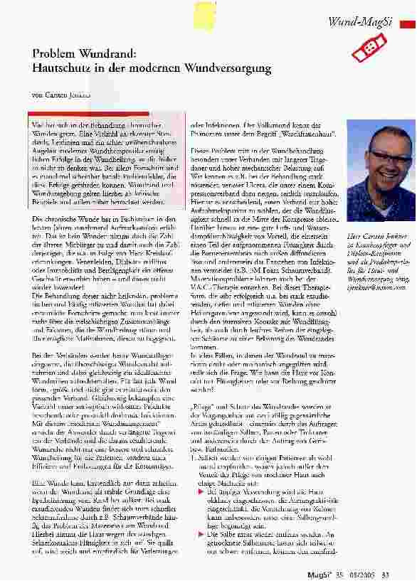 Vorschauseite 1: Problem Wundrand:Hautschutz in der modernen Wundversorgung