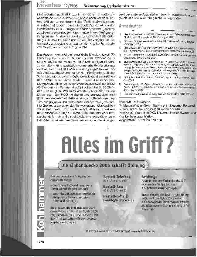 Vorschauseite 4: Einkommen von Krankenhausärzten -eine differenzierte Betrachtung
