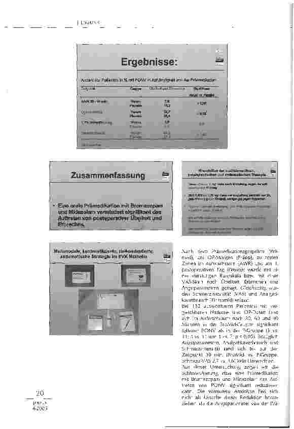 Vorschauseite 4: ORALE BENZODIAZEPINE -PRÄMEDIKATION ZUR REDUKTION VON PONV