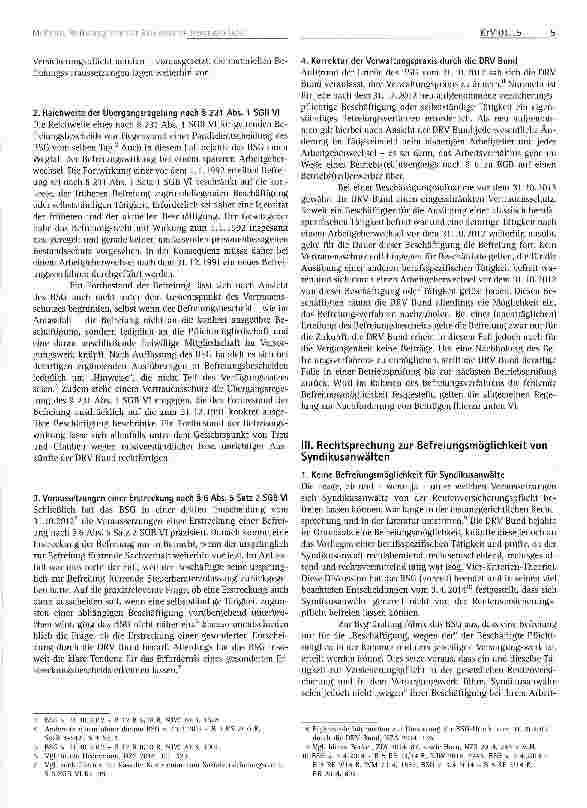 Vorschauseite 2: Die Auswirkungen der neueren Rechtsprechung zur Befreiung von der Rentenversicherungspflicht