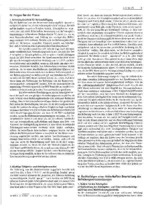 Vorschauseite 4: Die Auswirkungen der neueren Rechtsprechung zur Befreiung von der Rentenversicherungspflicht