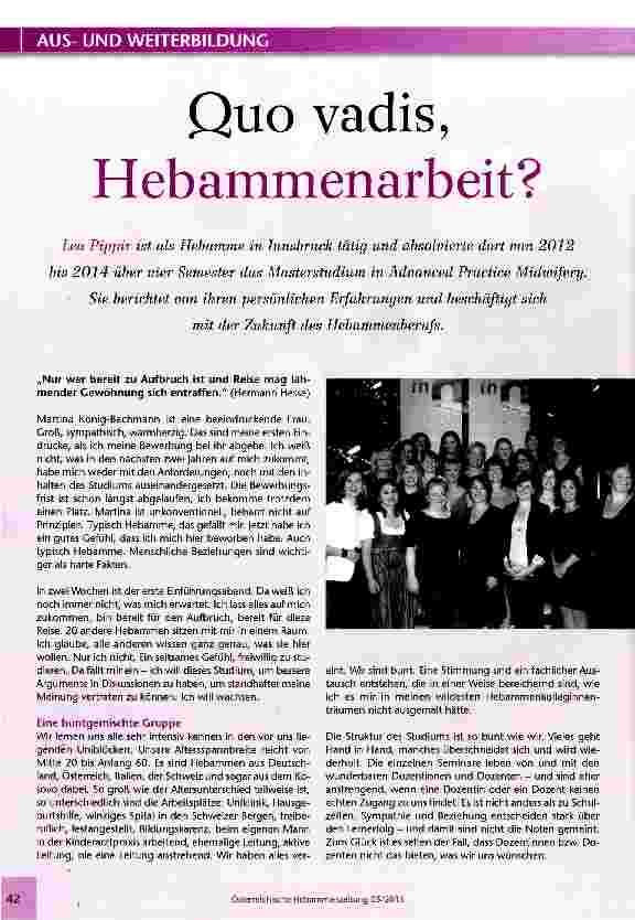 Vorschauseite 1: Quo vadis, Hebammenarbeit ?