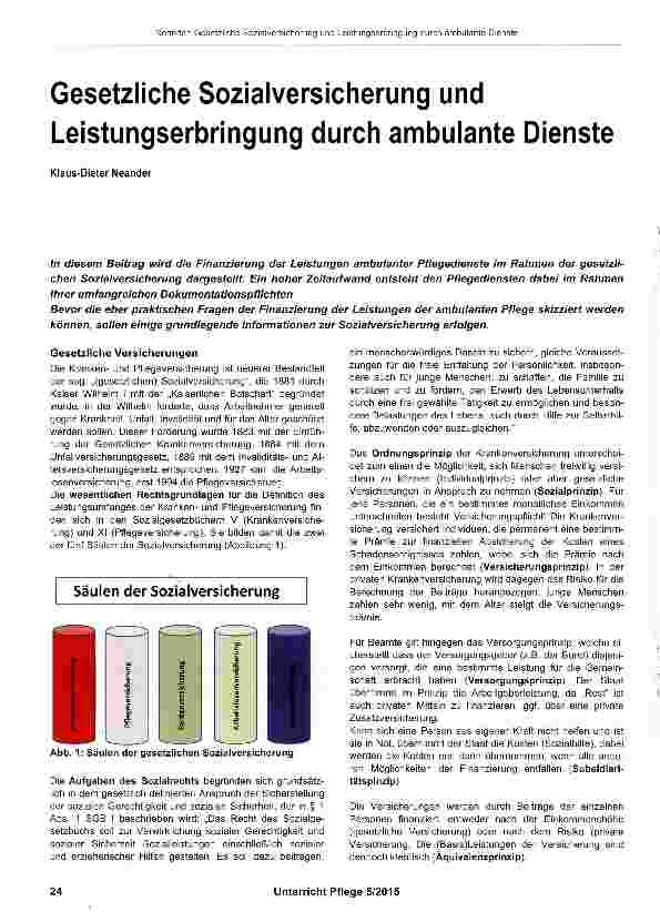 Vorschauseite 1: Gesetzliche Sozialversicherung und Leistungserbringung durch ambulante Dienste