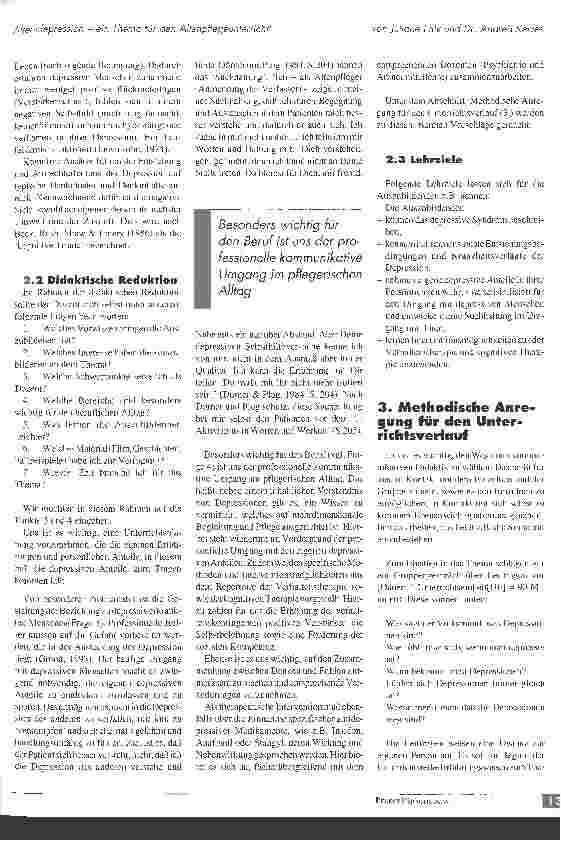 Vorschauseite 3: Altersdepression - ein Thema für den Altenpflegeunterricht