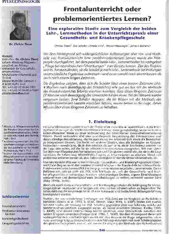 Vorschauseite 1: Frontalunterricht oder problemorientiertes Lernen?