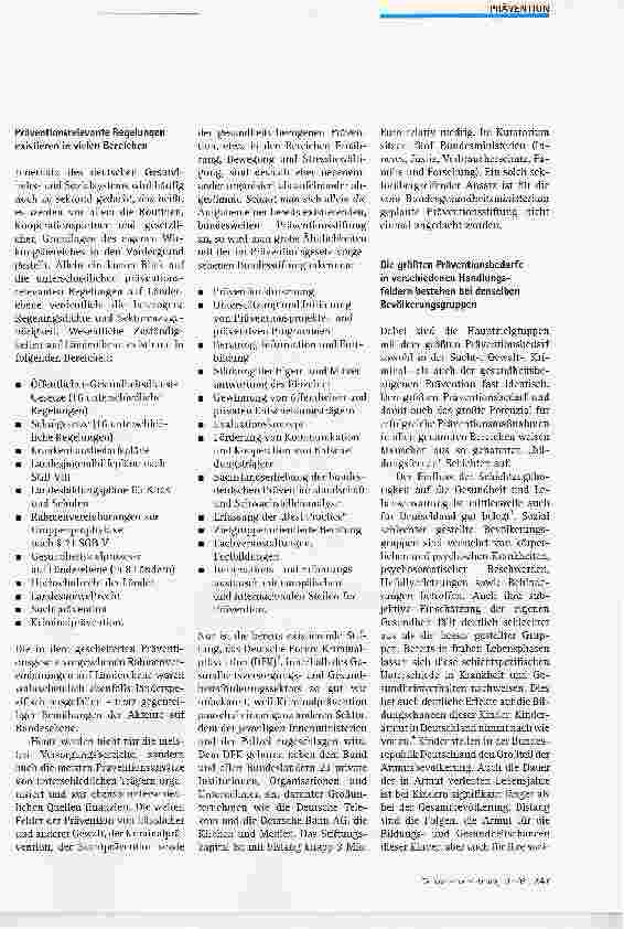 Vorschauseite 2: Zukunftsaufgabe Prävention: Mehr Zielgruppenund Qualitätsorientierung, weniger sektorales Denken