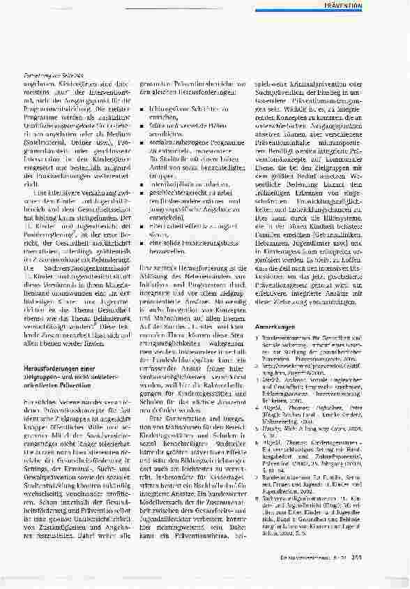 Vorschauseite 4: Zukunftsaufgabe Prävention: Mehr Zielgruppenund Qualitätsorientierung, weniger sektorales Denken