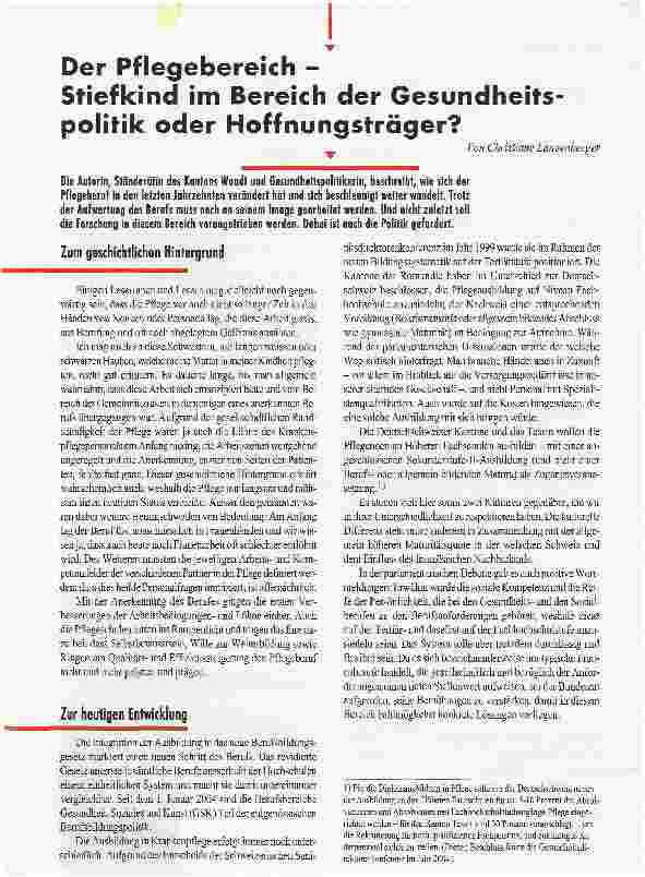 Vorschauseite 1: Der Pflegebereich - Stiefkind im Bereich der Gesundheitspolitik oder Hoffnungsträger?
