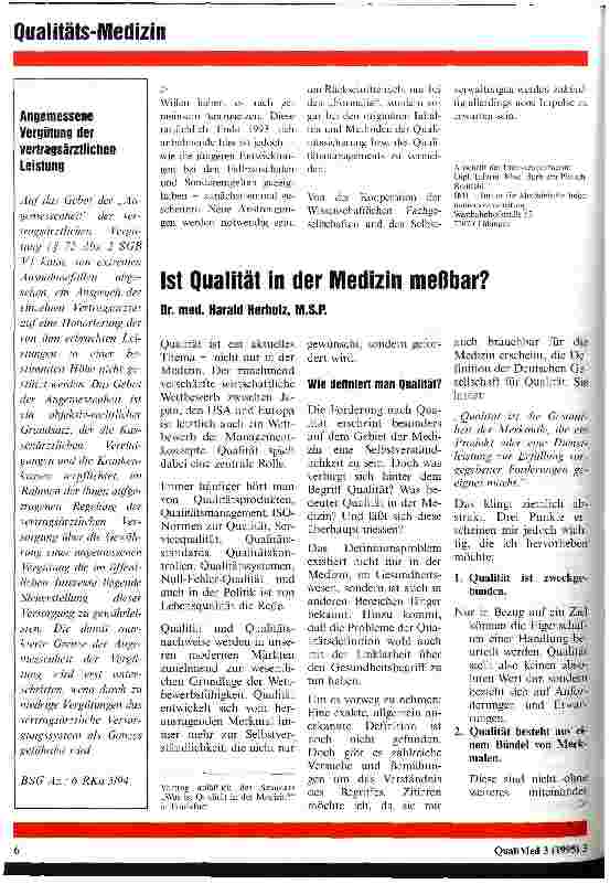 Vorschauseite 4: Läßt die Qualitätssicherung in der Medizin zu wünschen übrig? Interwiew mit Barbara Pietsch-Breitfeld