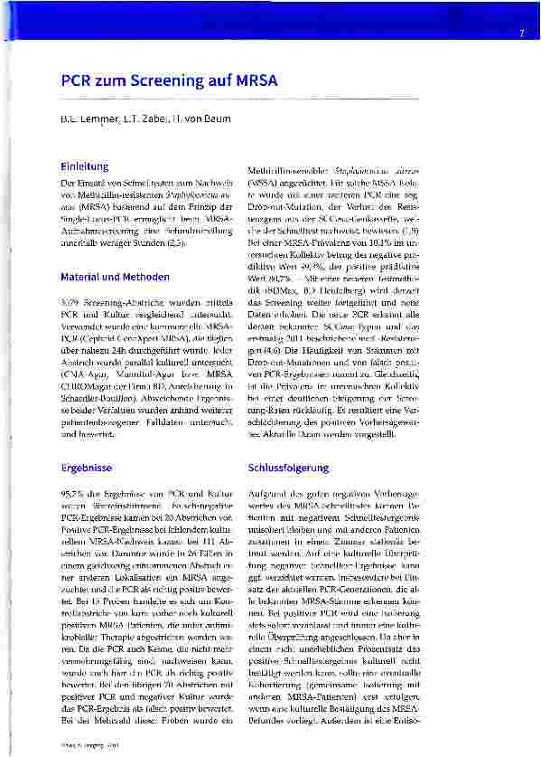 Vorschauseite 1: PCR zum Screening auf MRSA
