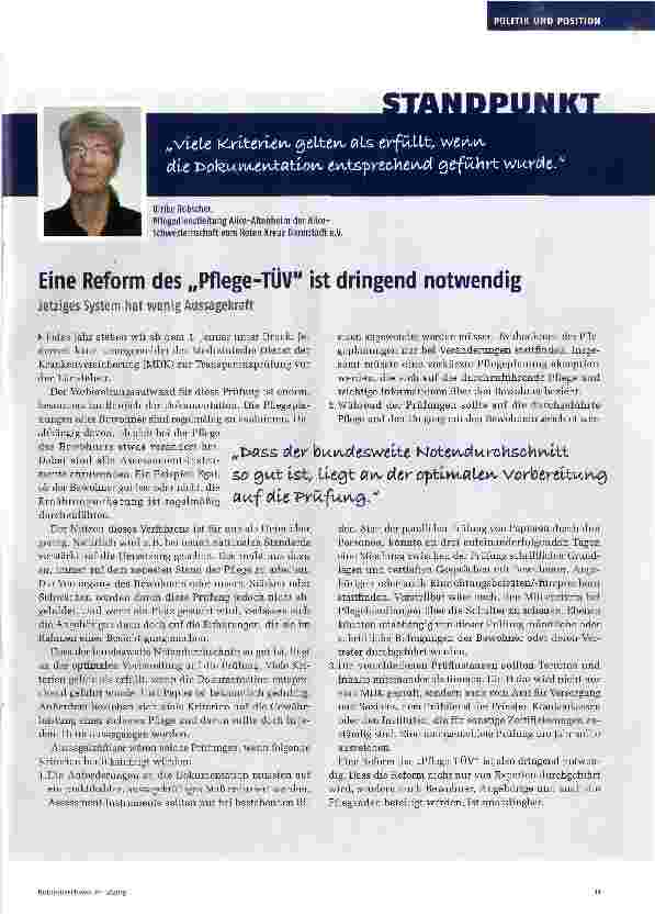 Vorschauseite 1: Eine Reform des „Pflege-TÜV ist dringend notwendig