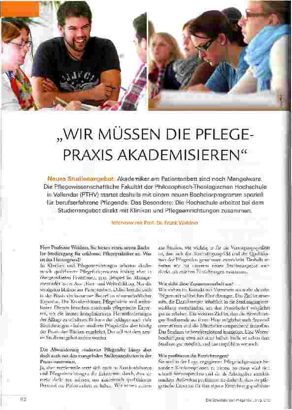 Vorschauseite 1: WIR MÜSSEN DIE PFLEGE-PRAXIS AKADEMISIEREN