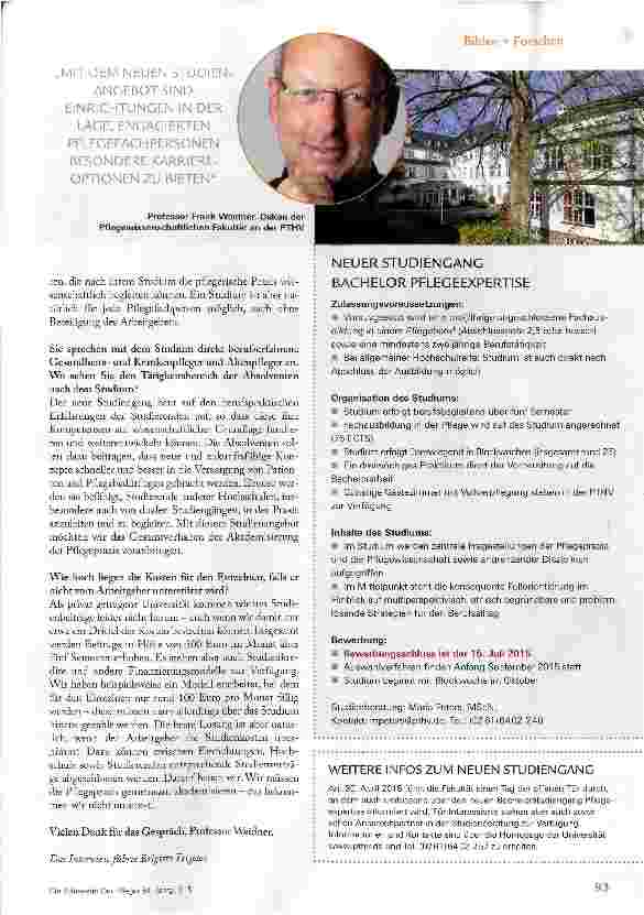 Vorschauseite 2: WIR MÜSSEN DIE PFLEGE-PRAXIS AKADEMISIEREN