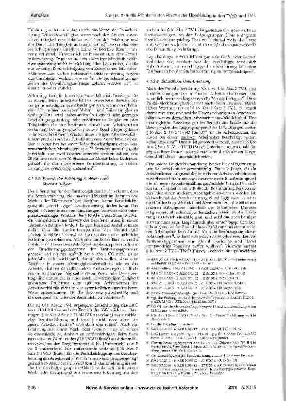 Vorschauseite 4: Aktuelle Probleme des Rechts der Überleitung in den TVöD und TV-L sowie der Stufenzuordnung in der Rechtsprechung des Sechsten Senats des Bundesarbeitsgerichts - Teil II -