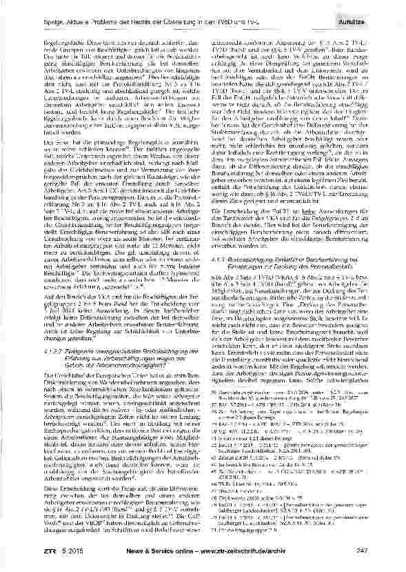 Vorschauseite 5: Aktuelle Probleme des Rechts der Überleitung in den TVöD und TV-L sowie der Stufenzuordnung in der Rechtsprechung des Sechsten Senats des Bundesarbeitsgerichts - Teil II -