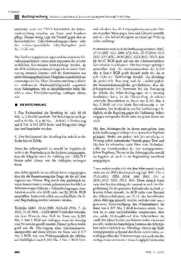 Vorschauseite 3: Zum Anspruch auf Zahlung der Jahressonderzahlung gemäß der Anlage 32 AVR-CaritasBGB§§ 305 ff.