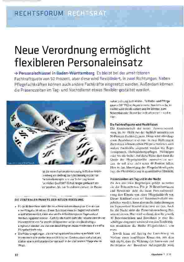 Vorschauseite 1: Neue Verordnung ermöglicht flexibleren Personaleinsatz