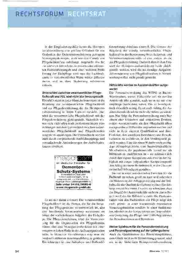 Vorschauseite 3: Neue Verordnung ermöglicht flexibleren Personaleinsatz