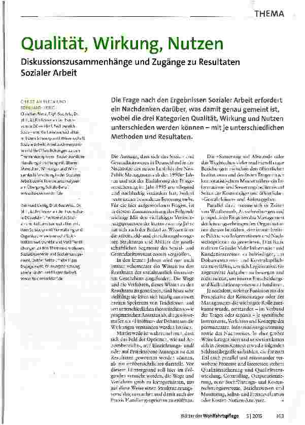 Vorschauseite 1: Qualität, Wirkung, Nutzen