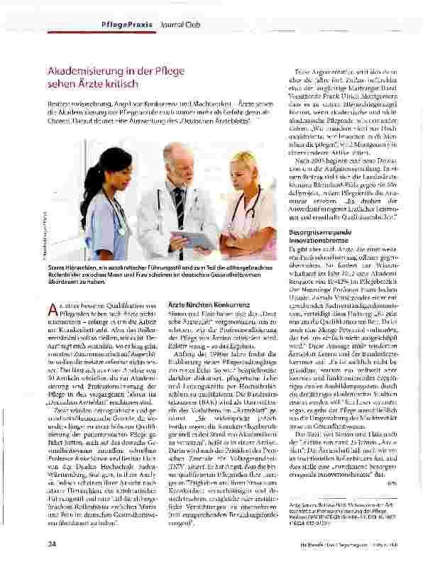 Vorschauseite 1: Modernisierung in der Pflege sehen Ärzte kritisch