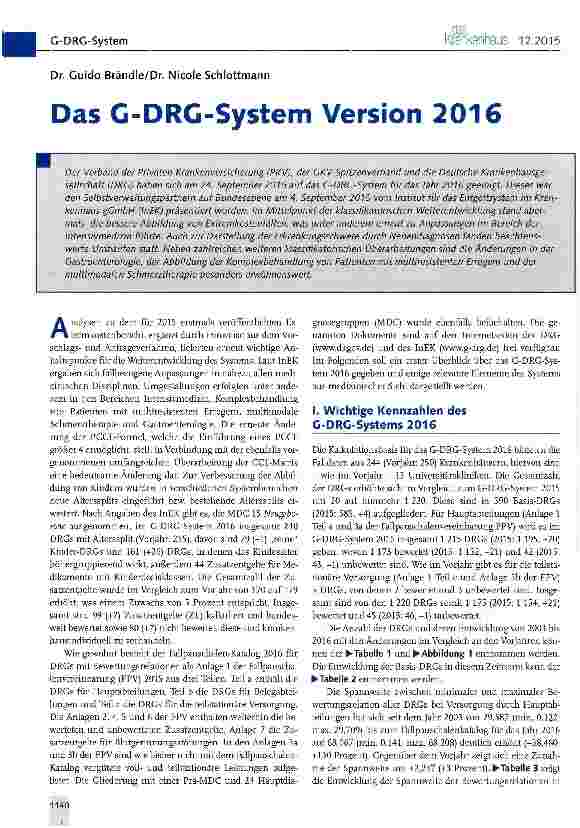 Vorschauseite 1: Das C-DRG-System Version 2016