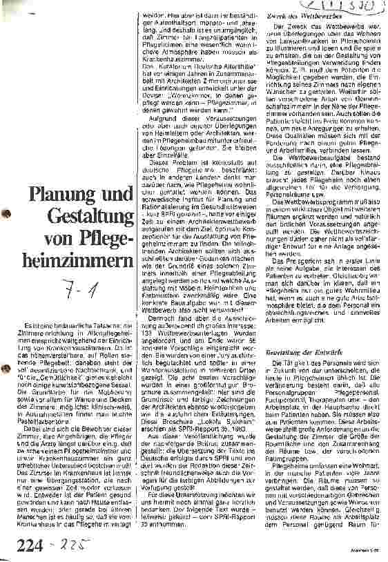 Vorschauseite 1: Planung und Gestaltung von Pflegeheimzimmmern