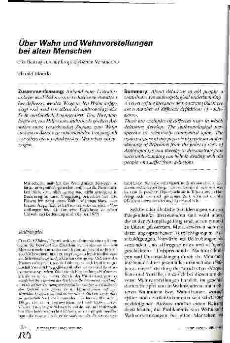 Vorschauseite 1: Über Wahn und Wahnvorstellungen bei alten Menschen Ein Beitrag zum anthropologischen Verständnis