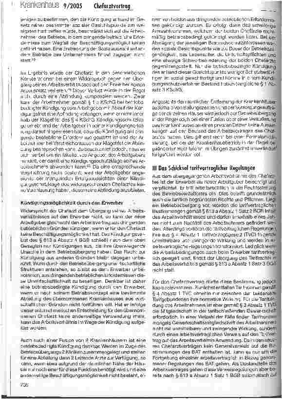Vorschauseite 6: Änderungen der Betreiberstruktur eines Krankenhauses und Auswirkungen auf den Chefarztvertrag