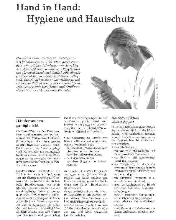 Vorschauseite 1: Hand in Hand:. Hygiene und Hautschutz