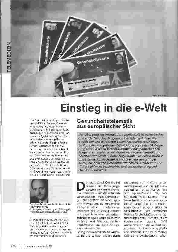 Vorschauseite 1: Einstieg in die e-WeltGesundheitstelematik aus europäischer Sicht