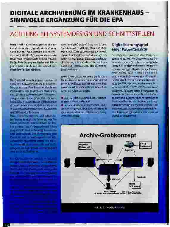 Vorschauseite 1: Digitale Archivierung im Krankenhaus - Sinnvolle Ergänzung für die EPA