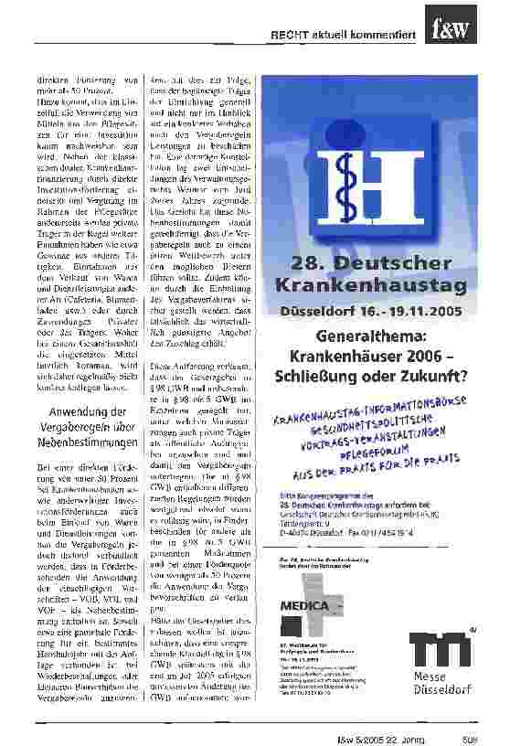 Vorschauseite 4: Ausschreibungspflicht von privaten Krankenhausträgern?