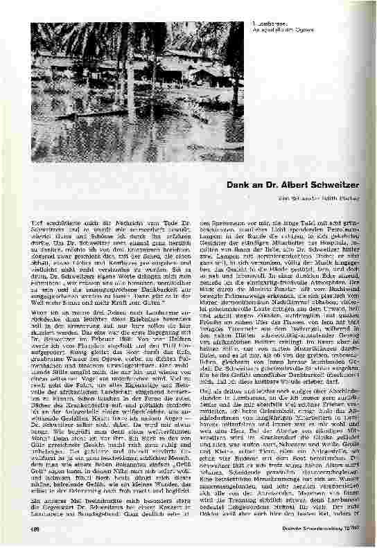 Vorschauseite 1: Dank an Dr. Albert Schweitzer