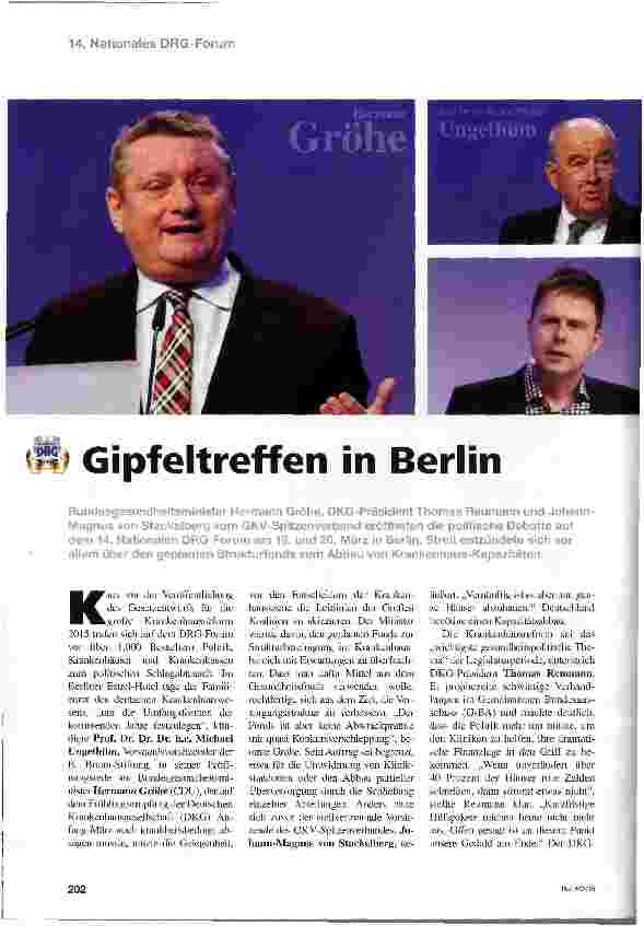 Vorschauseite 1: Gipfeltreffen in Berlin