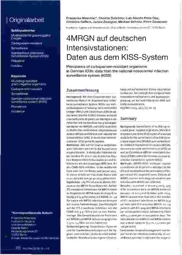 Vorschauseite 1: 4MRGN auf deutschen Intensivstationen: Daten aus dem KlSS-System