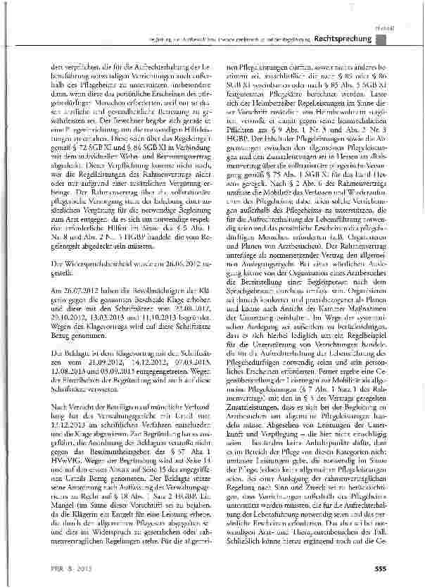 Vorschauseite 3: Begleitung zum Arztbesuch bzw. Therapeutenbesuch ist Teil der RegelleistungHGBP § 18 Abs. 1 Satz 2; Rahmenvertrag über die vollstationäre pflegerische Versorgung gemäß § 75 Abs. 1…