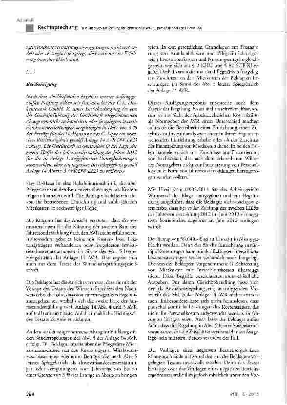 Vorschauseite 3: Zum Anspruch auf Zahlung der Jahressonderzahlung gemäß der Anlage 14 AVR-EKDAVR-EKD Abs. 4 und 5 der Anlage 14; AVR-EKD § 45 Abs. 2; HGB § 243