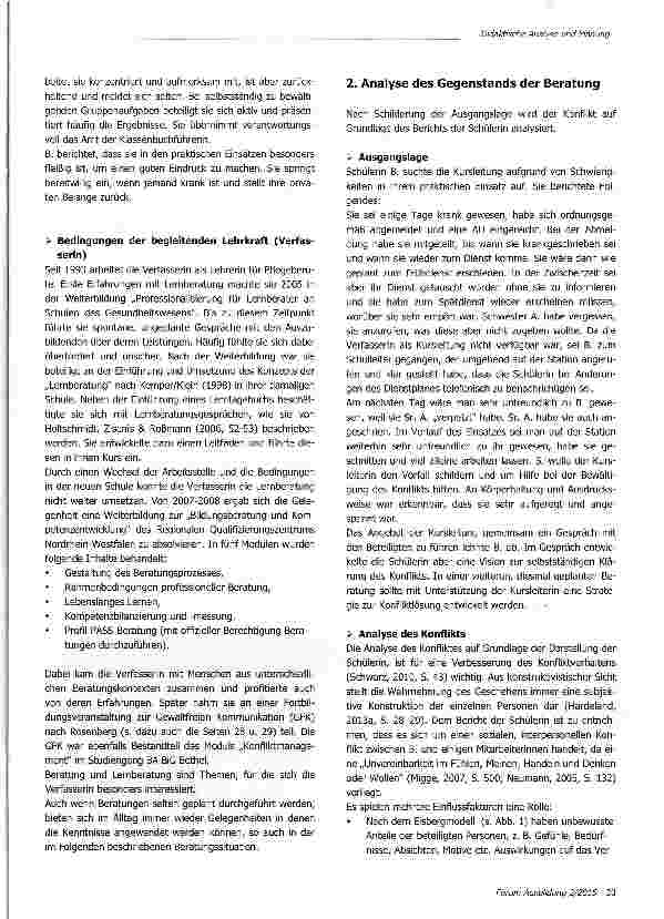 Vorschauseite 2: Analyse, Planung und Reflexion im Rahmen der Beratung einer Schülerin
