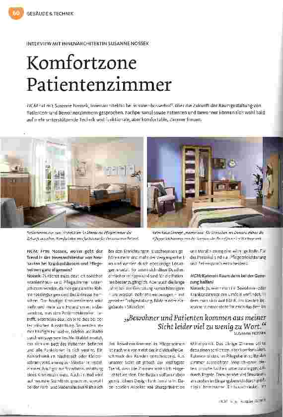Vorschauseite 1: Komfortzone Patientenzimmer
