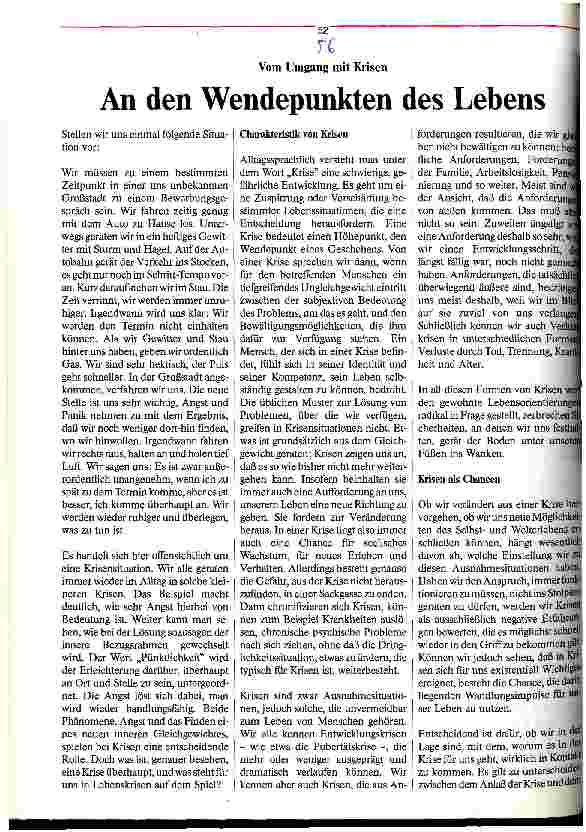 Vorschauseite 1: An den Wendepunkten des Lebens Vom Umgang mit Krisen
