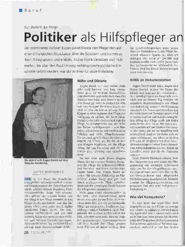 Vorschauseite 1: Politiker als Hilfspfleger an der FrontSichtbarkeit der Pflege