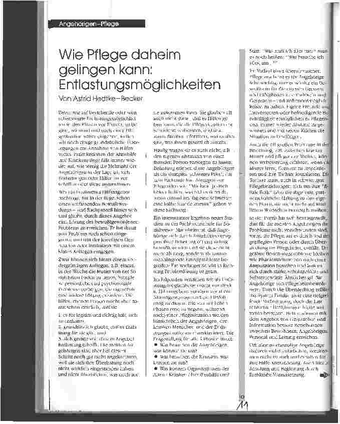 Vorschauseite 1: Wie Pflege daheim gelingen kann: Entlastungsmöglichkeiten