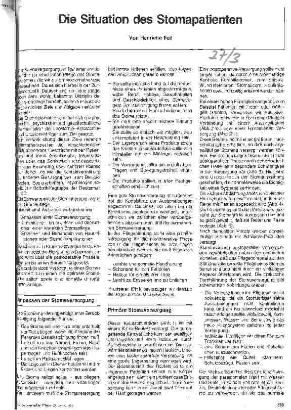 Vorschauseite 1: Die Situation des Stomapatienten