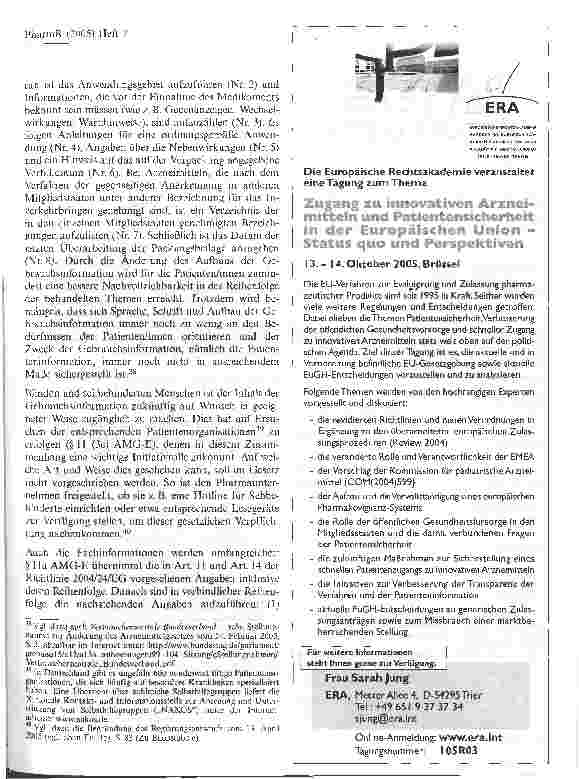 Vorschauseite 5: Die 14. AMG-Novelle - ein kritischer Überblick über die geplanten Änderungen durch den Regierungsentwurf vom 13. April 2005
