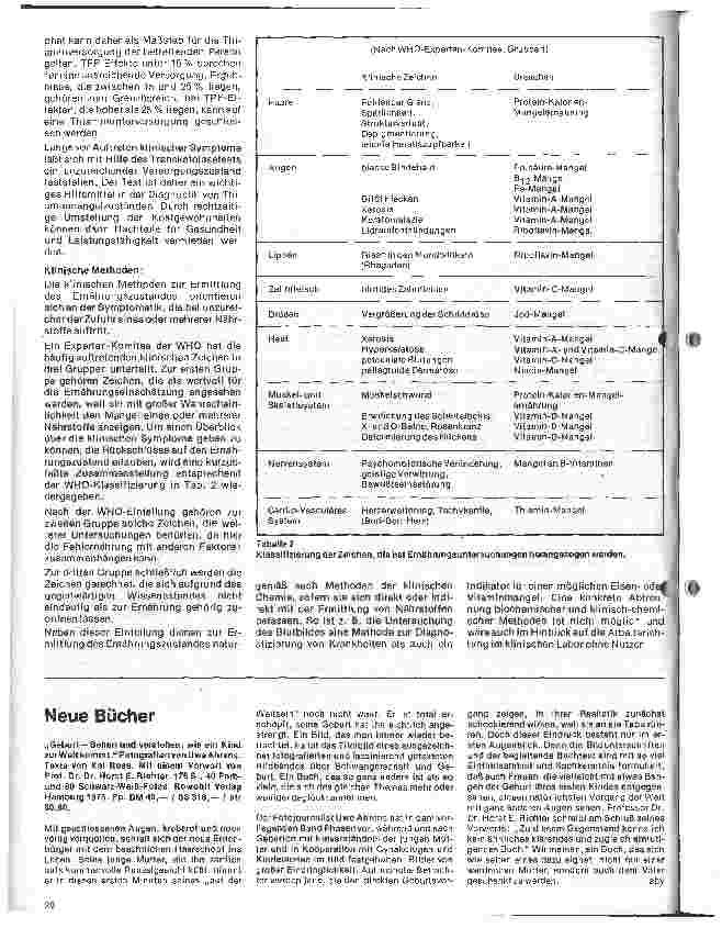 Vorschauseite 4: Einfluß der Ernährung auf Gesundheit und Leistungsfähigkeit 14. Folge: Ermittlung des Ernährungszustandes (Methodenübersicht)
