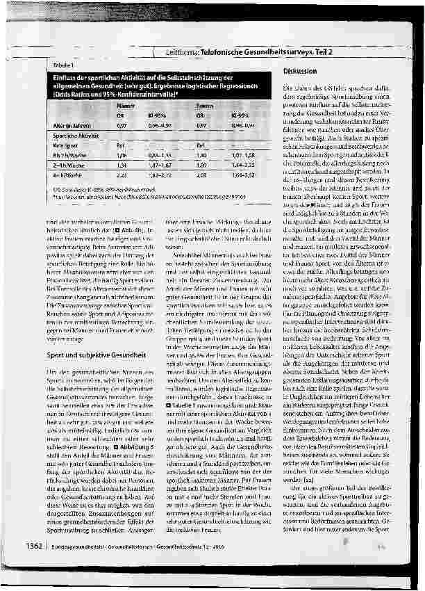 Vorschauseite 6: Sport und Gesundheit bei Erwachsenen in Deutschland