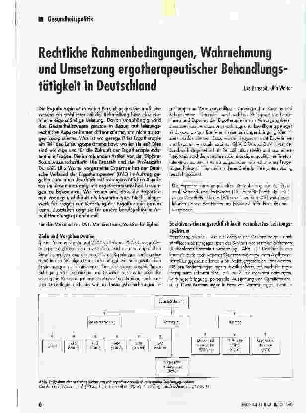 Vorschauseite 1: Rechtliche Rahmenbedingungen, Wahrnehmung und Umsetzung ergotherapeutischer Behandlungstätigkeit in Deutschland