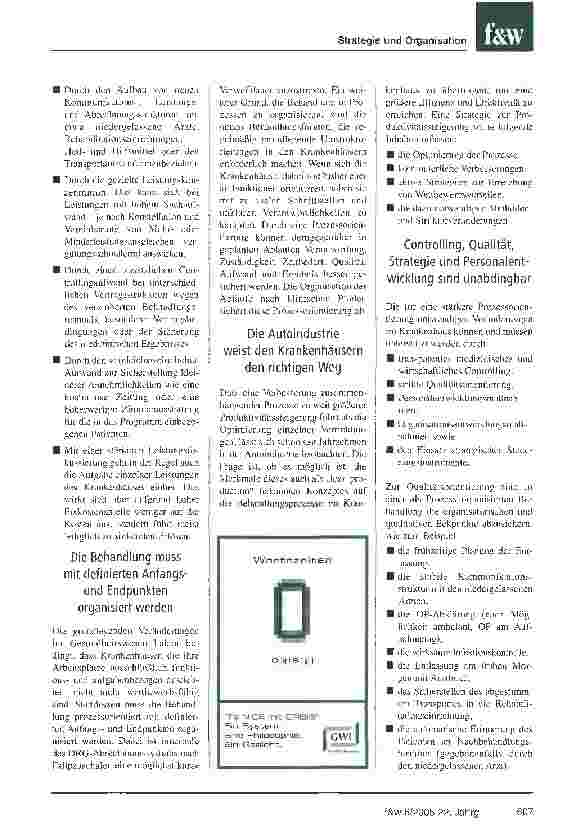 Vorschauseite 2: Trotz stärkerer Patientenund Einweiserfokussierung: Kosten im Griff behaltenDas Controlling ist neu gefordert