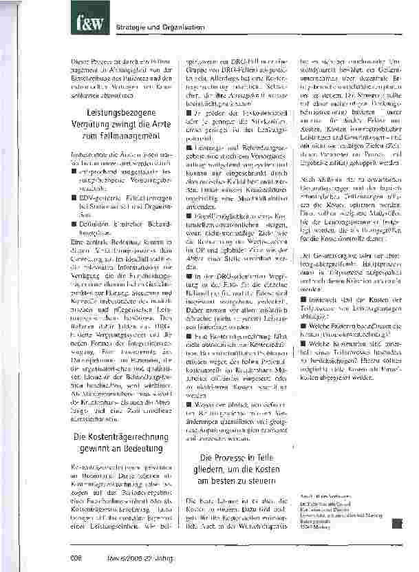 Vorschauseite 3: Trotz stärkerer Patientenund Einweiserfokussierung: Kosten im Griff behaltenDas Controlling ist neu gefordert
